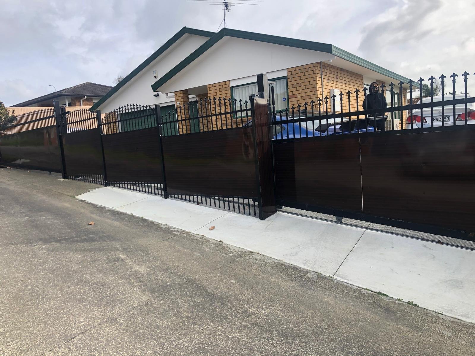 Dark Woodgrain Sliding Gate
